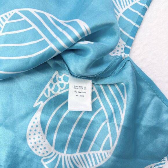 Sail To Sable Dress XL Blue Pink Silk Shift Fish Coastal Vacation Beach Preppy - Picture 6 of 9